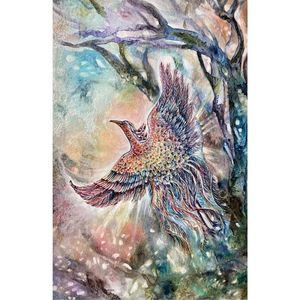 Original Easter Phoenix Watercolor Painting by Alessandra Jann-Jordan, AJJ Arts